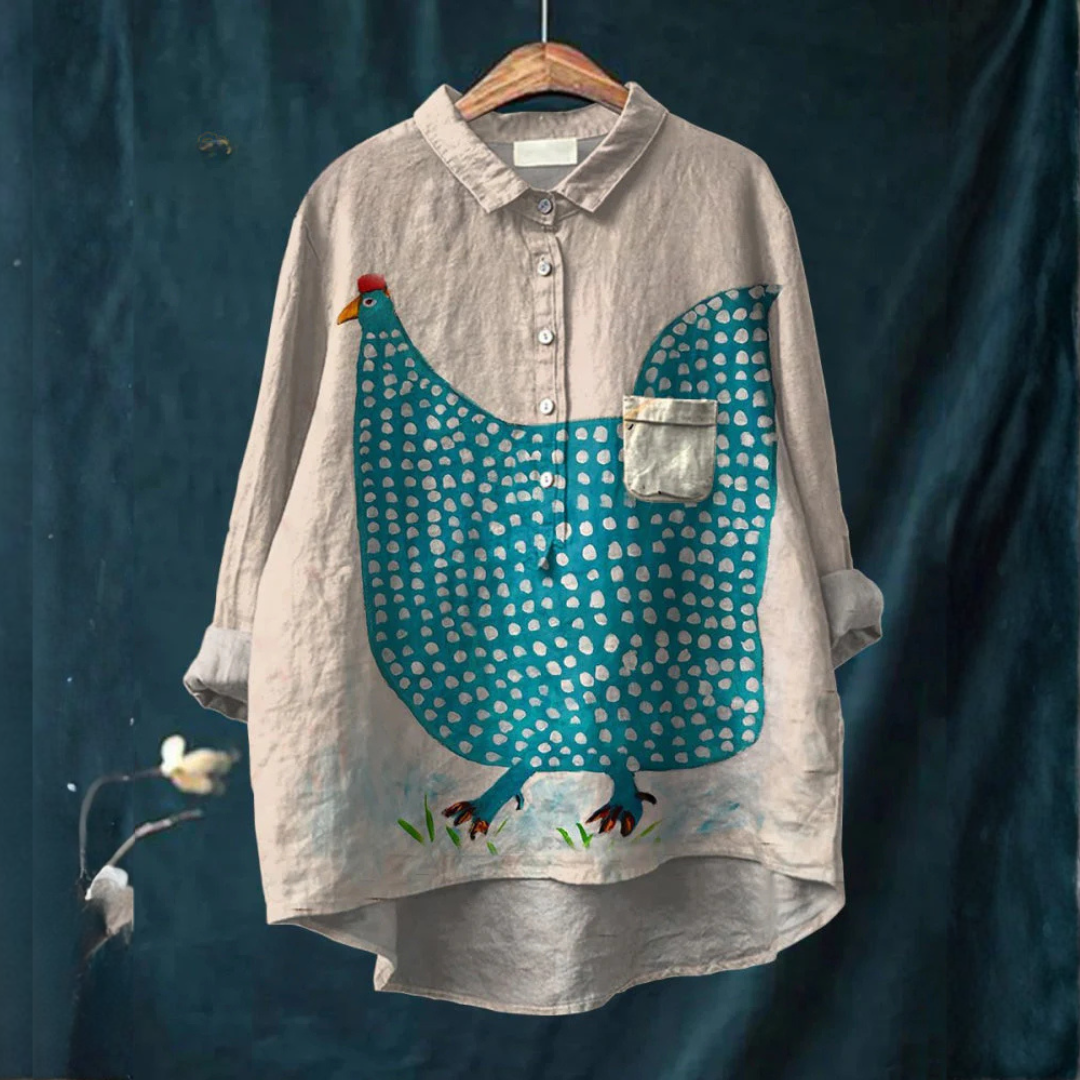 Henrietta | Lekfull Polka Dot Höns T-shirt