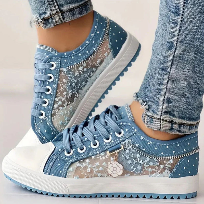 Caro | Eleganta Damsneakers Med Blommiga Detaljer