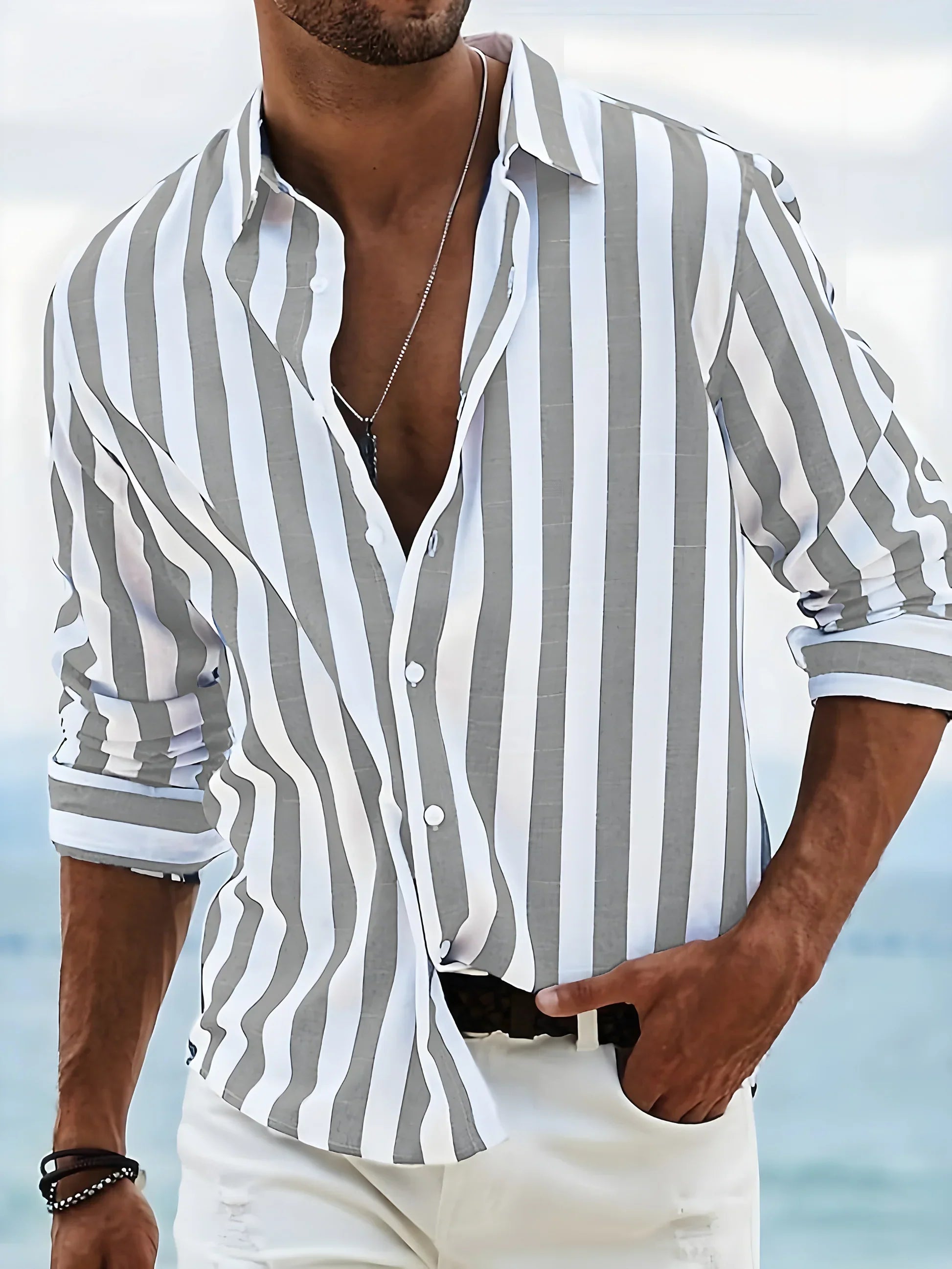 Oskar™ - Randig Skjorta för Sommaren