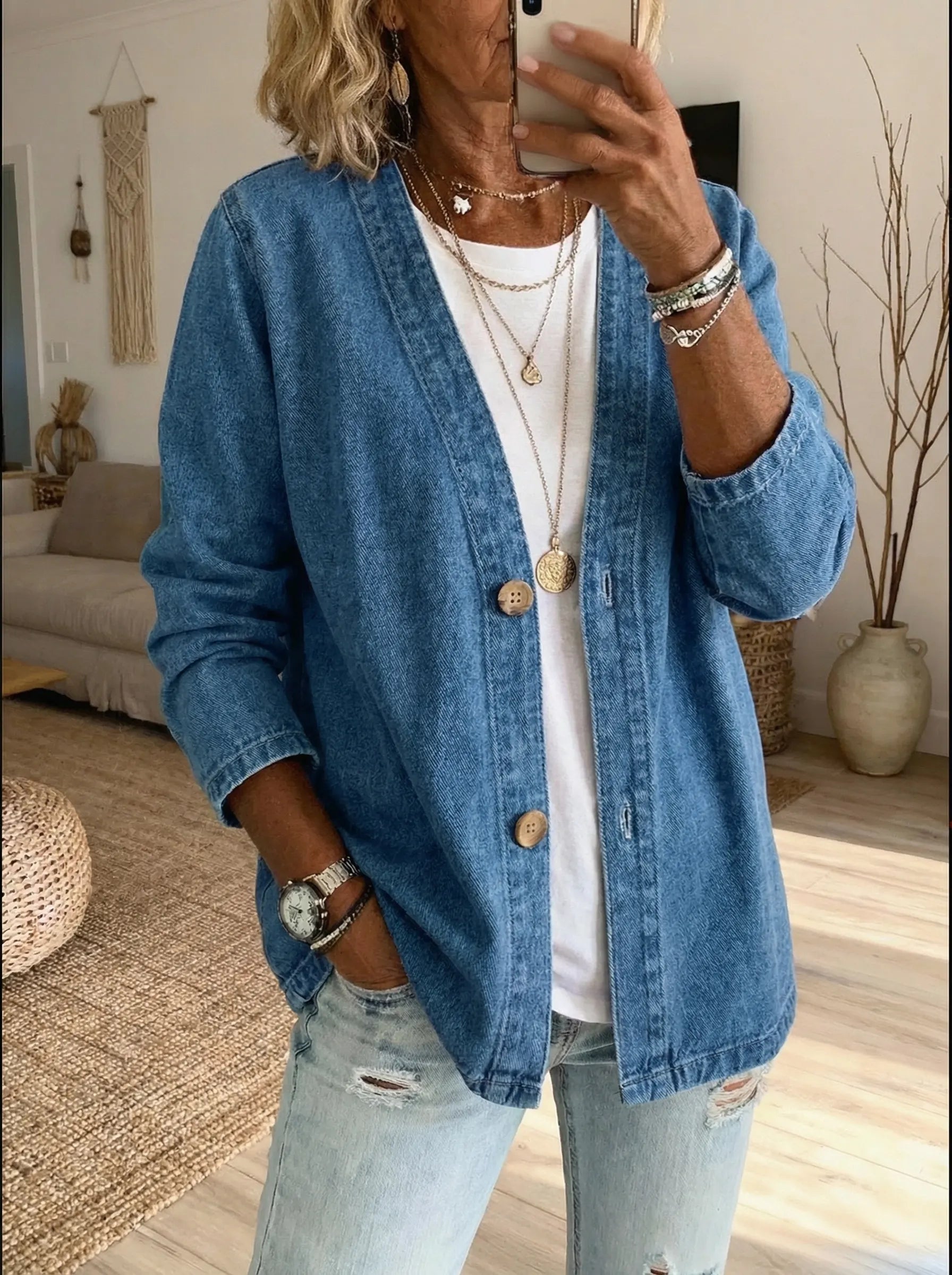 Daria - Denimknappad Kappa