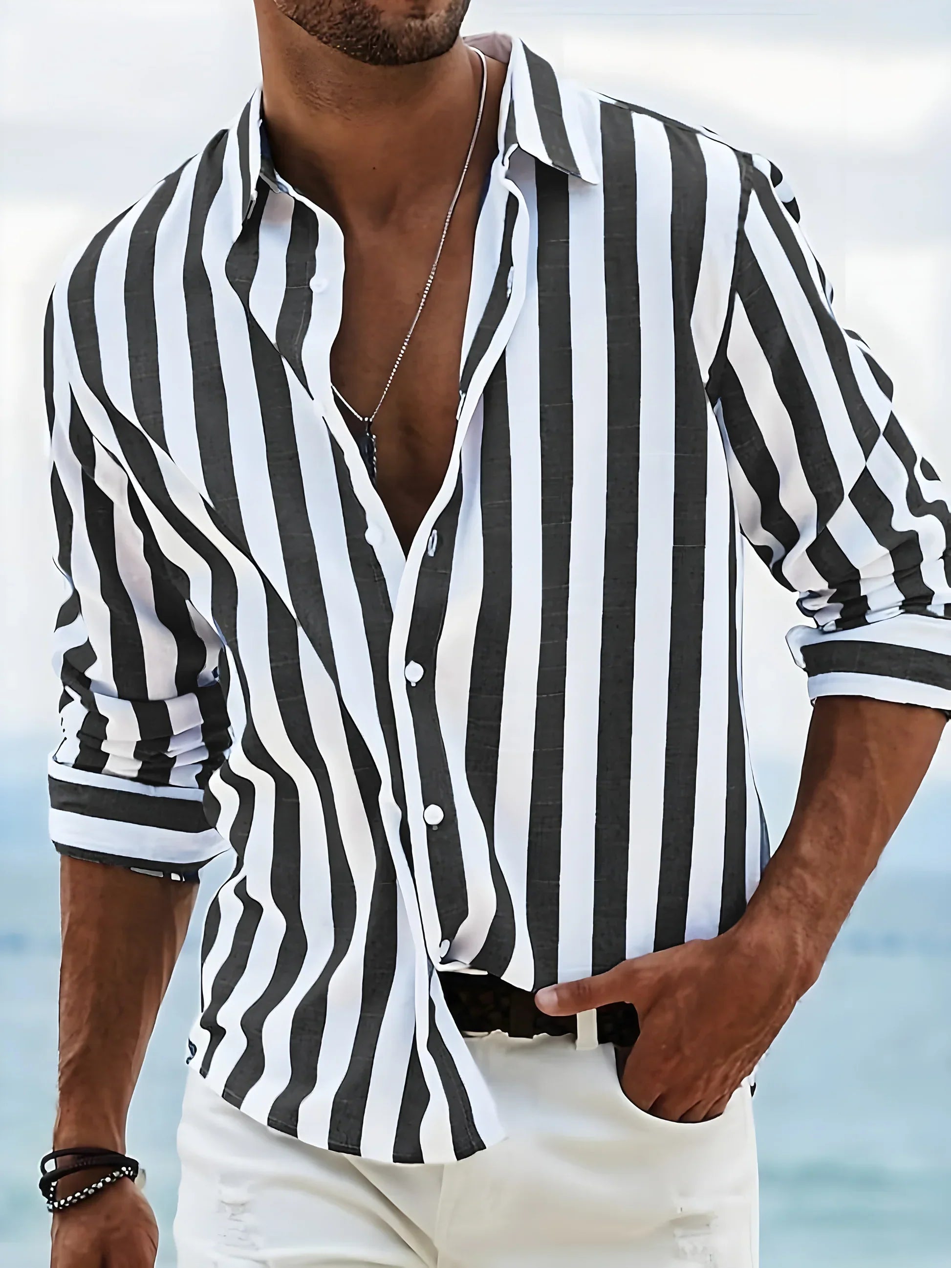Oskar™ - Randig Skjorta för Sommaren