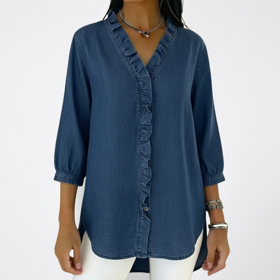 Christa – Elegant Blus Med Volangdetaljer