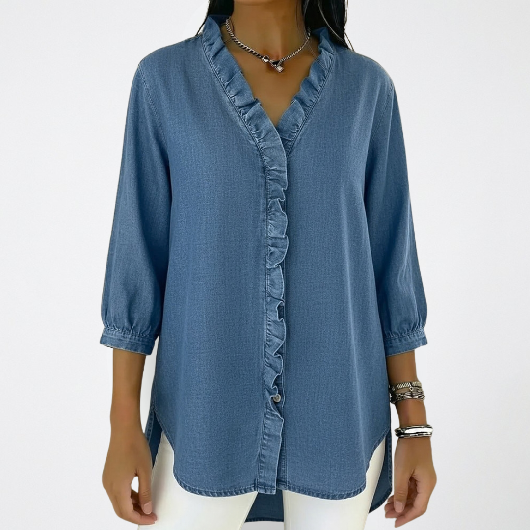 Christa – Elegant Blus Med Volangdetaljer