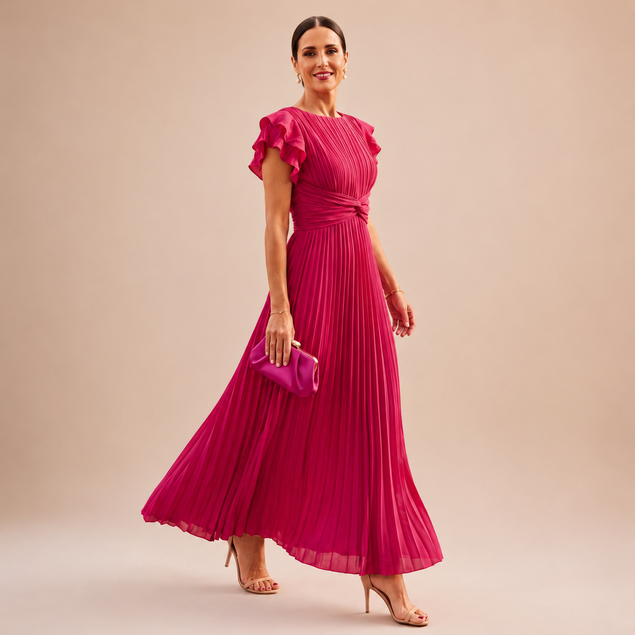 Seraphina | Elegant Veckad Maxiklänning Med Vriden Midja