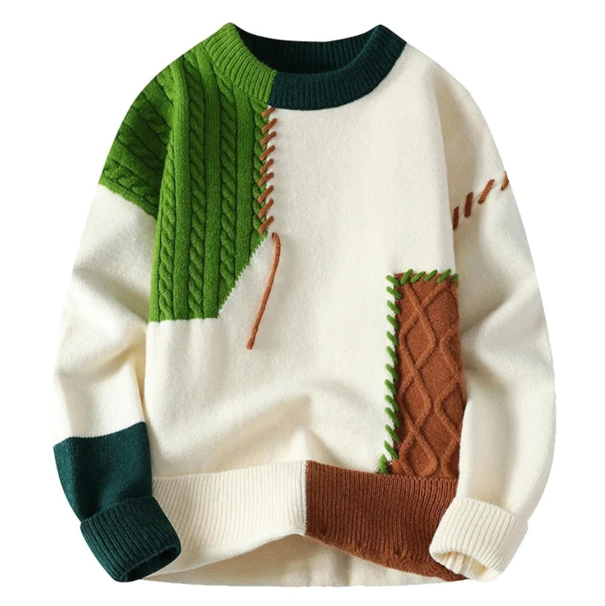 Tomas | Stickad patchwork-tröja