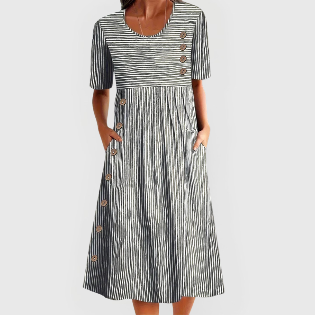 Wanda | Stribet Midi Kjole
