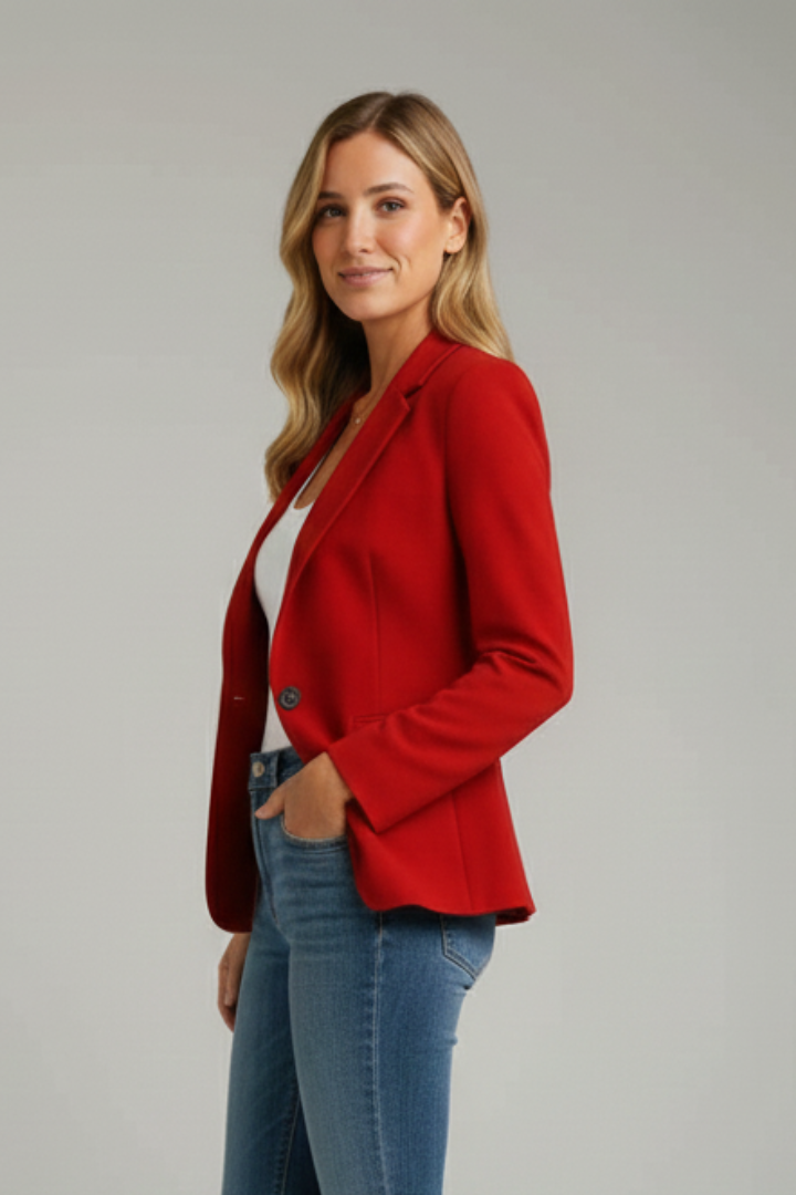 Clara Damblazer Med Slagkrage Och Enkel Knappstängning