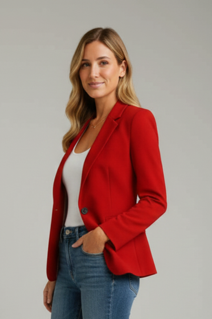 Clara Damblazer Med Slagkrage Och Enkel Knappstängning