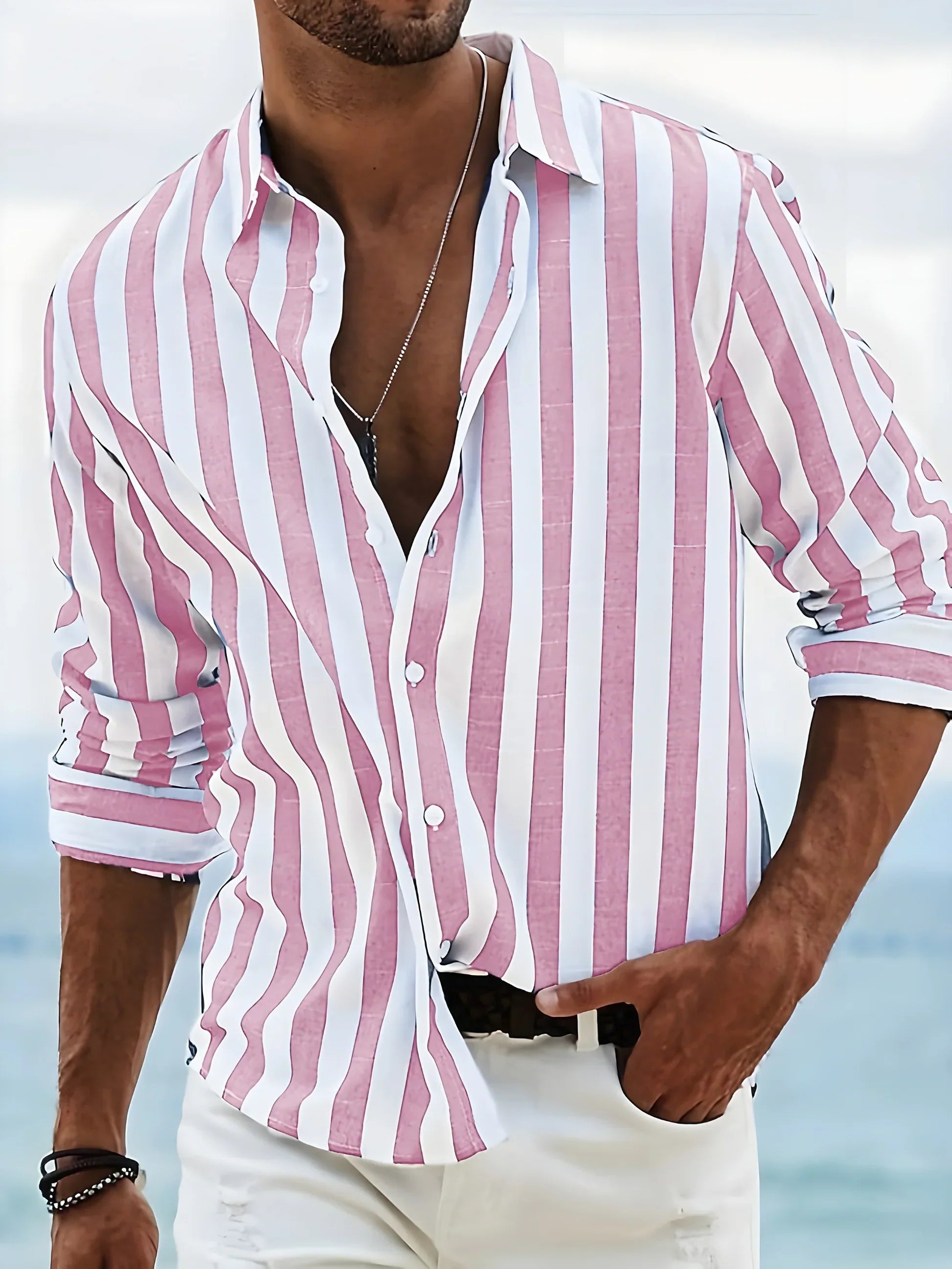 Oskar™ - Randig Skjorta för Sommaren