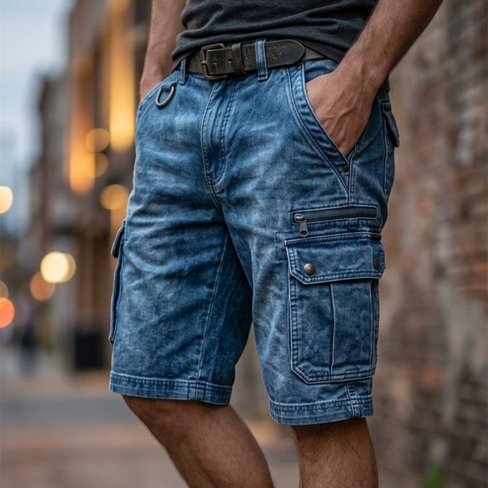 Pieter | Funktionella Denim Cargoshorts