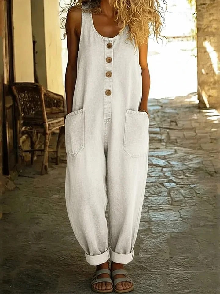 Saylor - Salopette en Denim de Coton Délavé Vintage