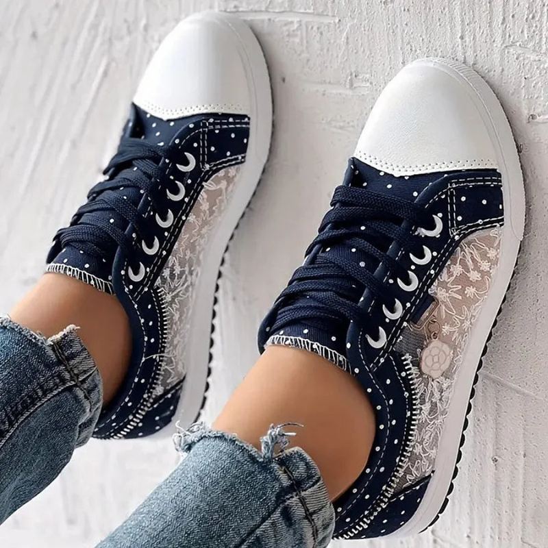 Caro | Eleganta Damsneakers Med Blommiga Detaljer