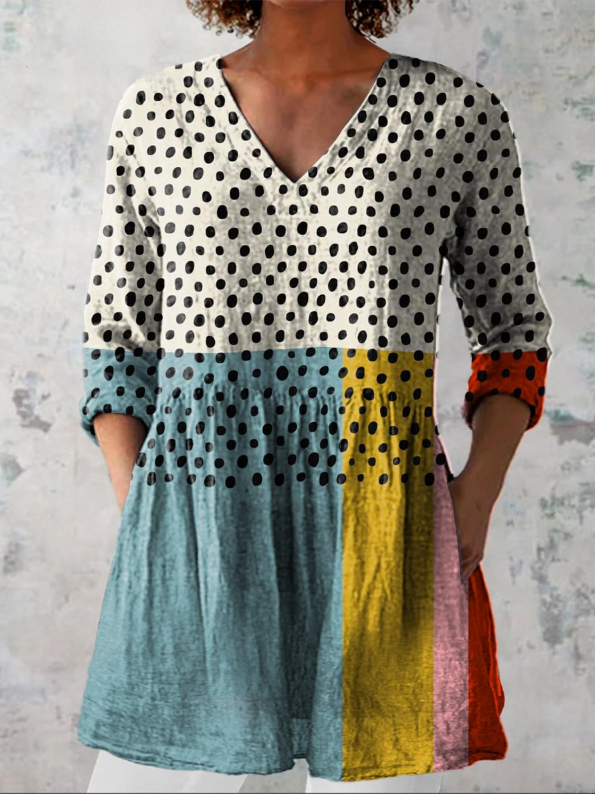 Valerie | Lång Blus Med V-Ringning