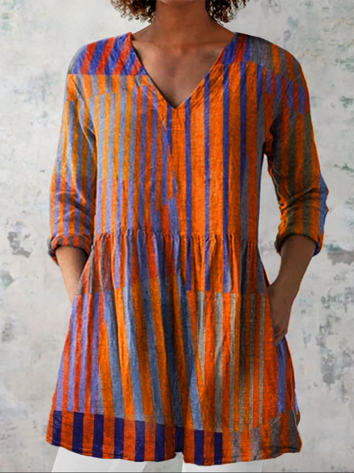 Nadia | Lång Blus med V-formad Urringning