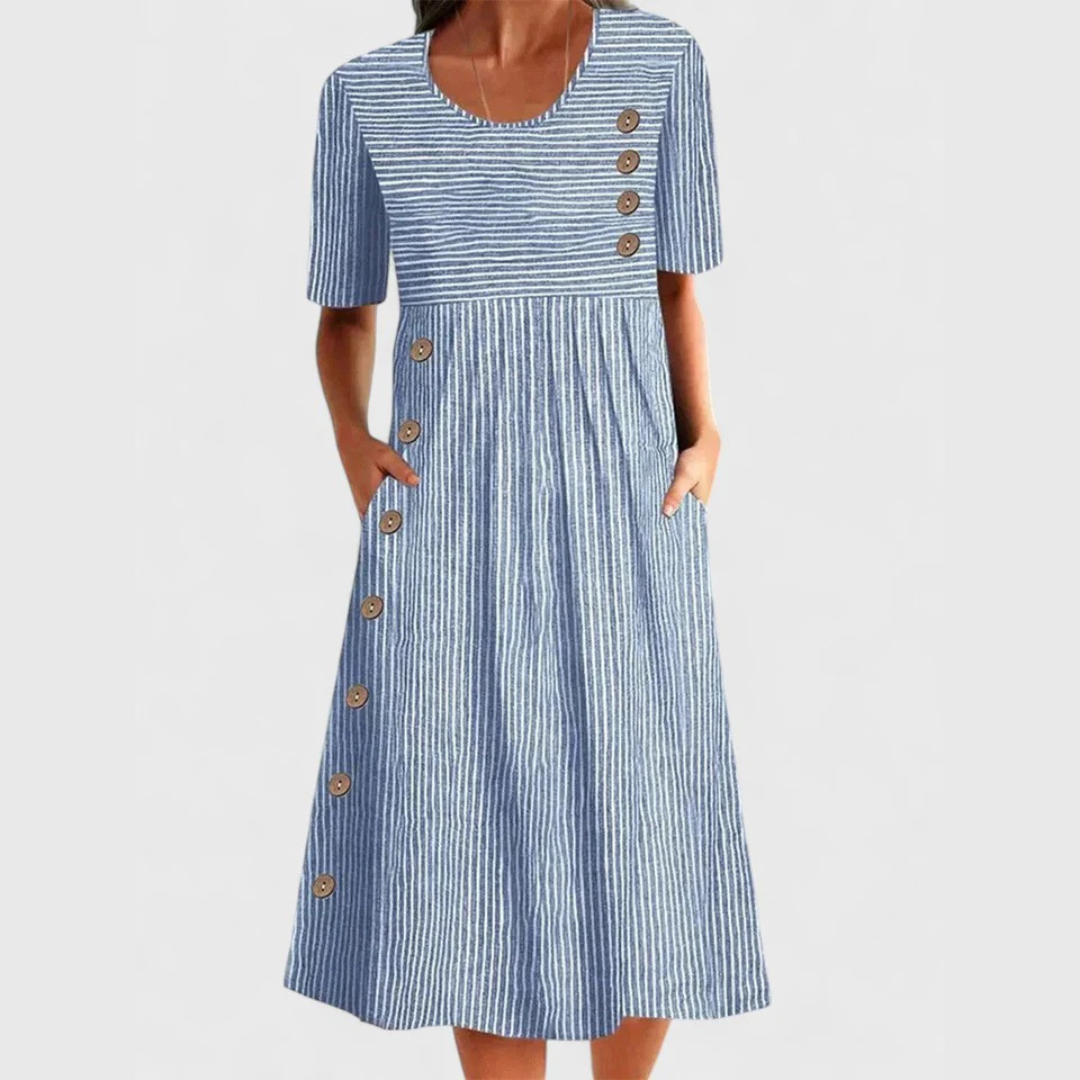 Wanda | Stribet Midi Kjole