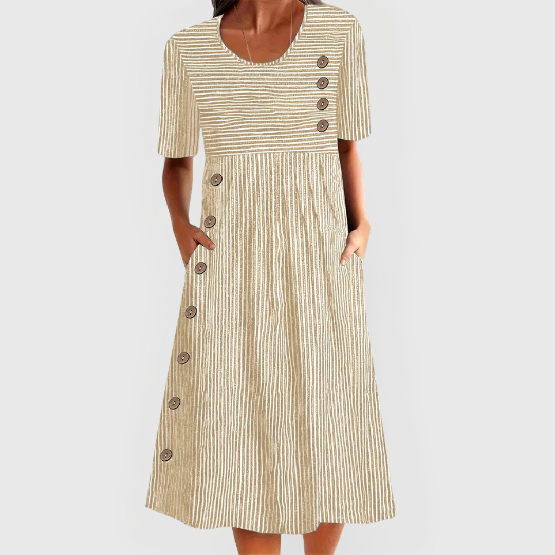 Wanda | Stribet Midi Kjole