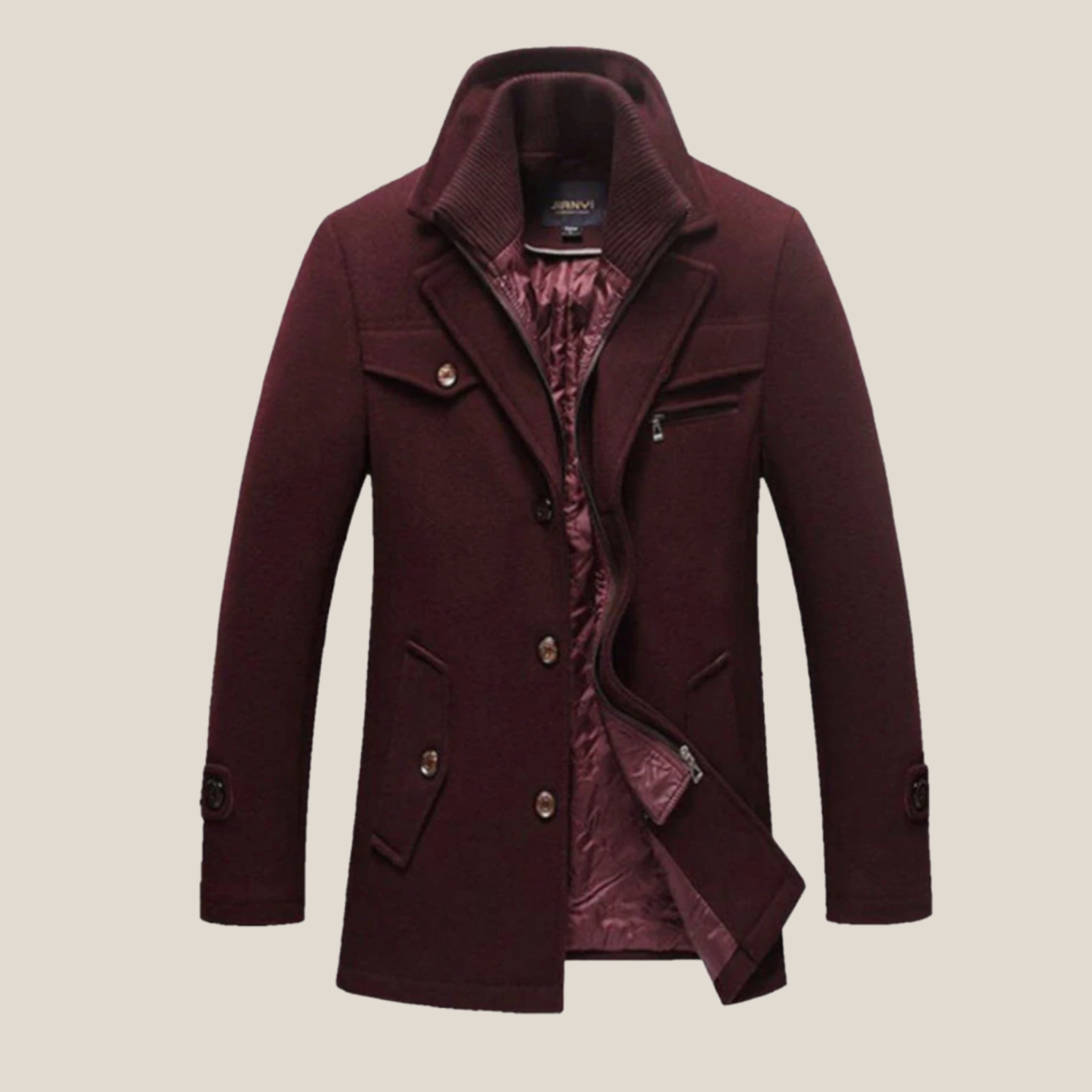 Andre - Klassisk peacoat i ull med tidlös elegans