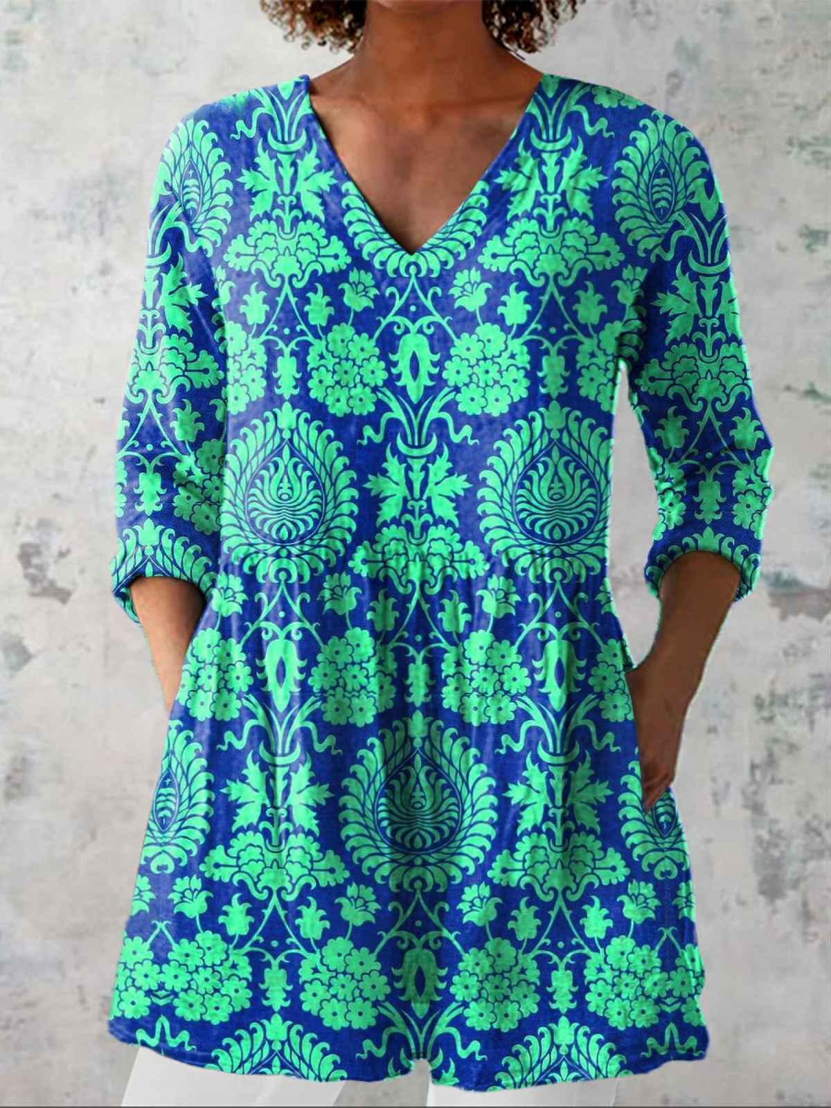Ines | Lång Blus Med V-Ringning