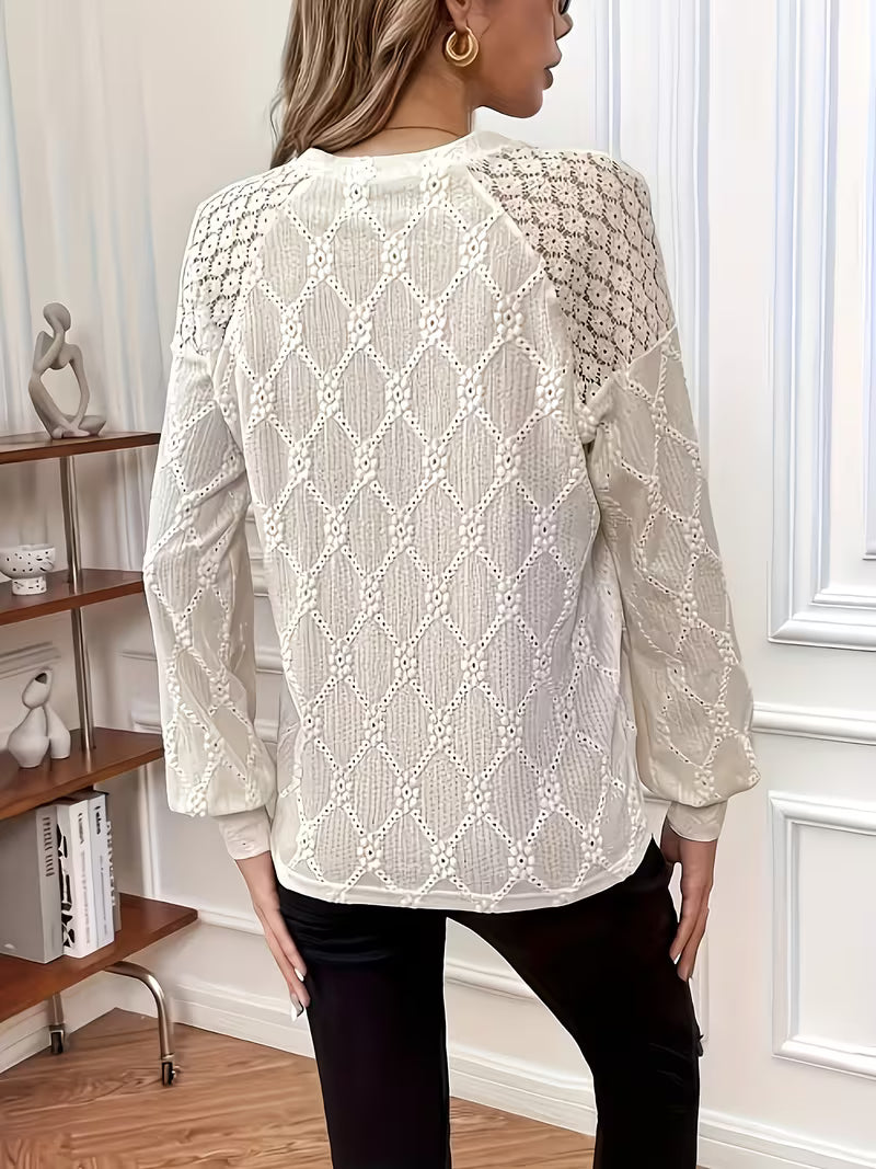 Livia | Mönstrad blus med långa ärmar