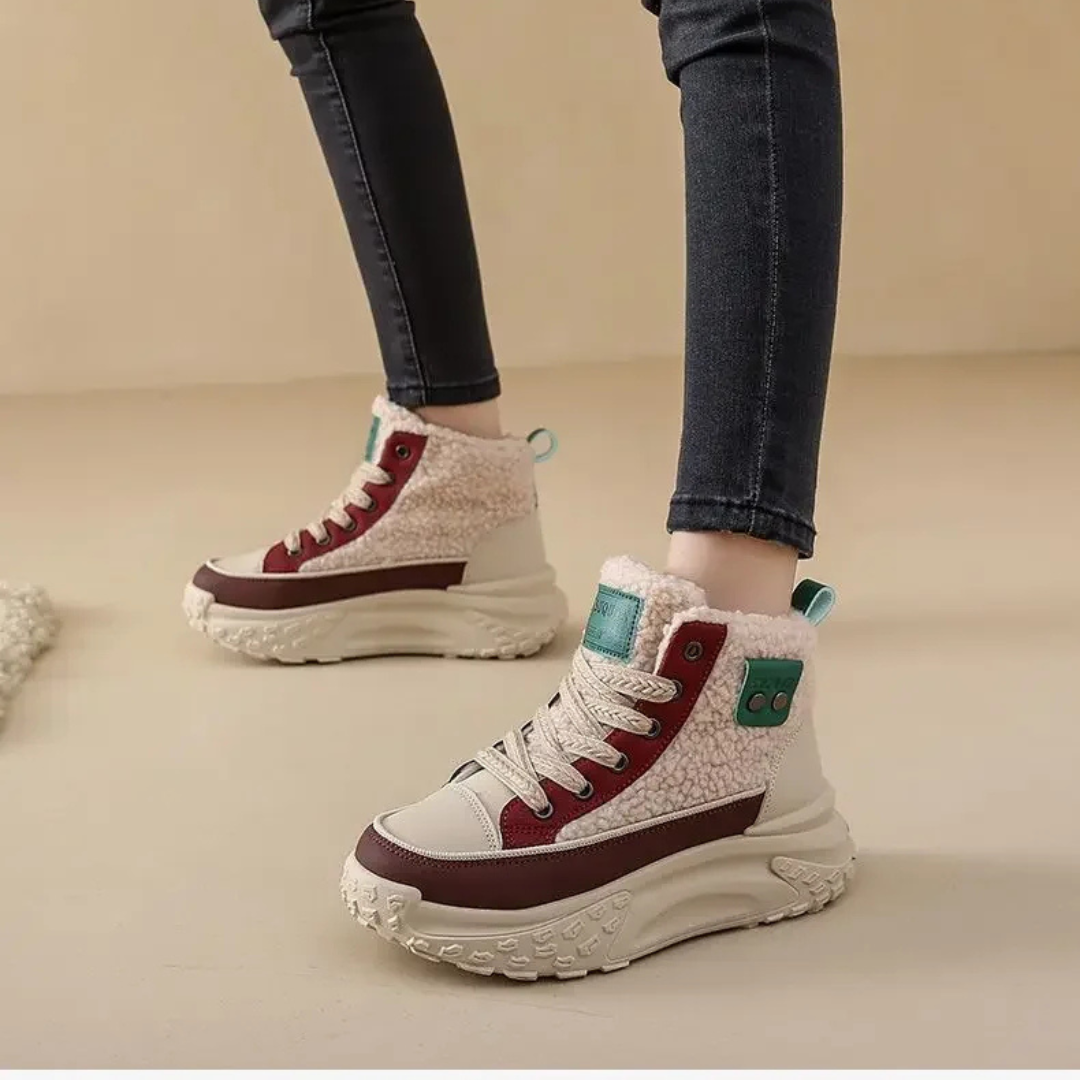 FrostWalk™ – Fodrade Platta Vinterstövlar för Kvinnor med Plyschfoder