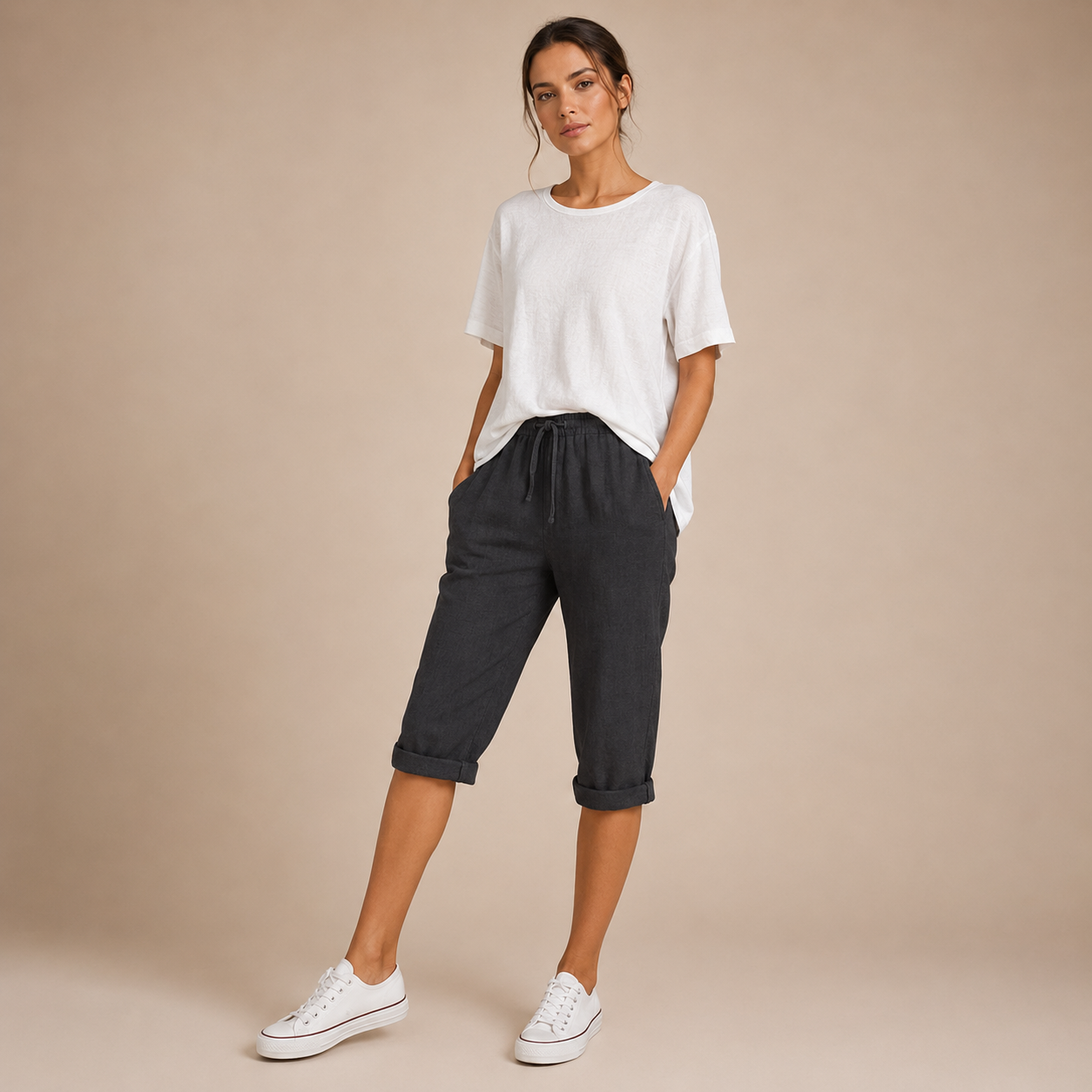 Monika | Bekväma Linne- Och Bomullsshorts