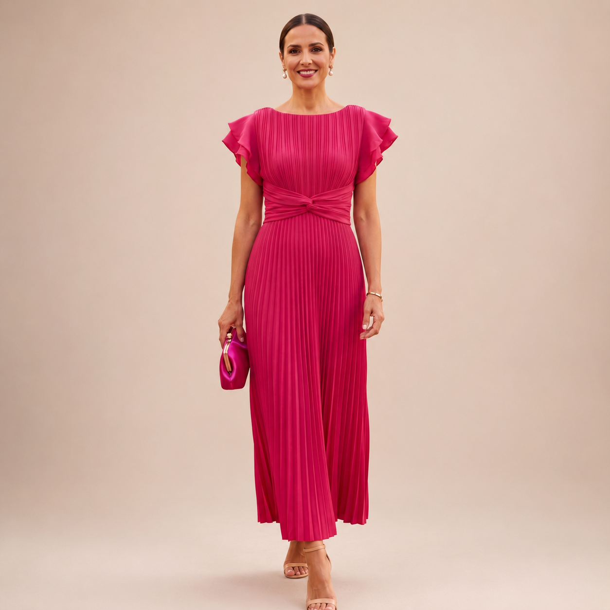 Seraphina | Elegant Veckad Maxiklänning Med Vriden Midja