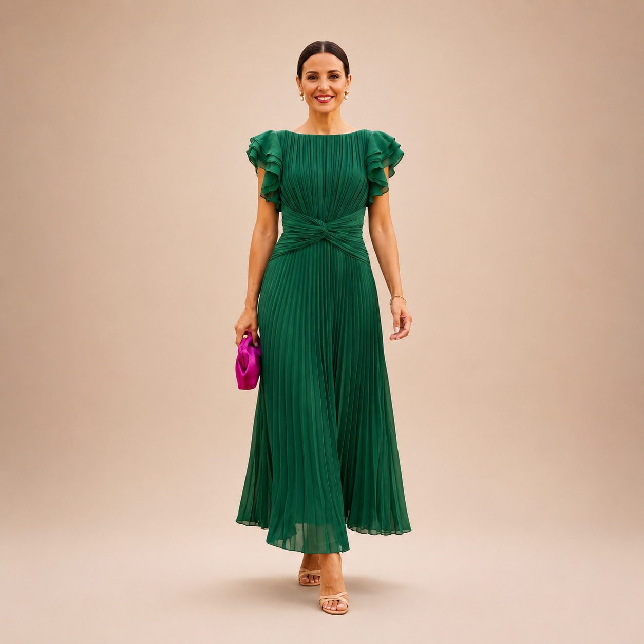 Seraphina | Elegant Veckad Maxiklänning Med Vriden Midja