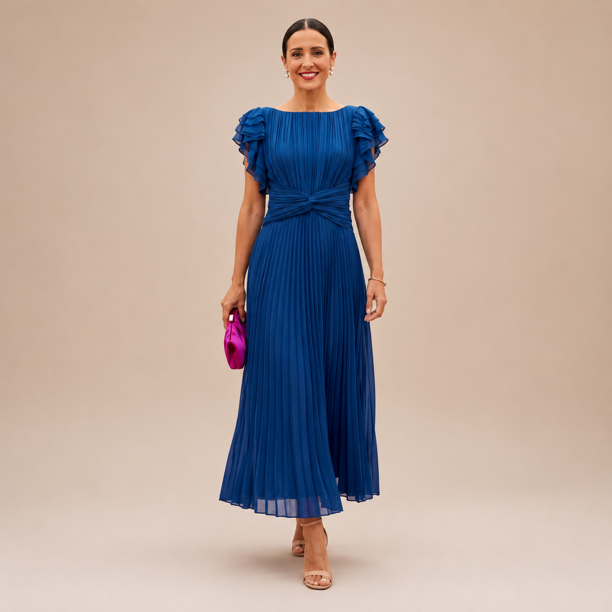 Seraphina | Elegant Veckad Maxiklänning Med Vriden Midja
