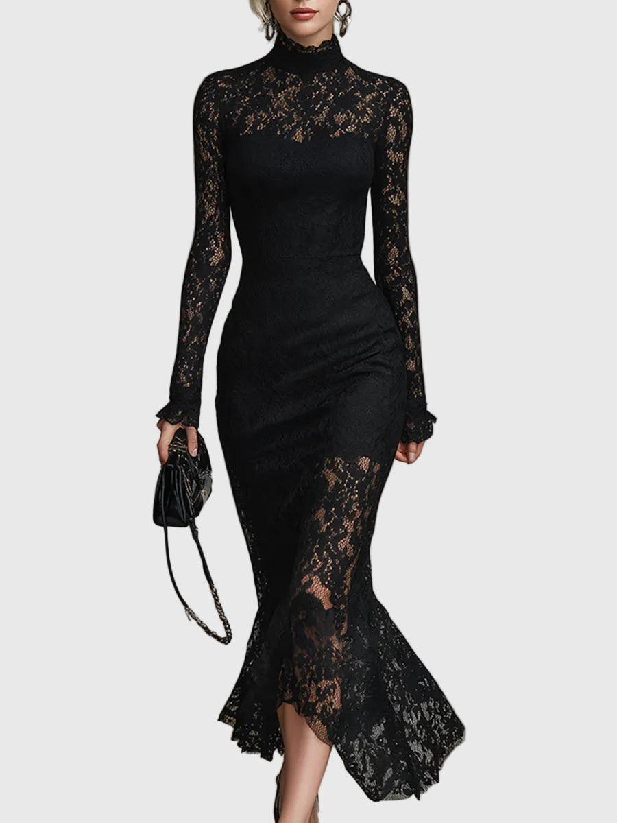 Monica | Elegant Spets Fishtail Maxi Klänning