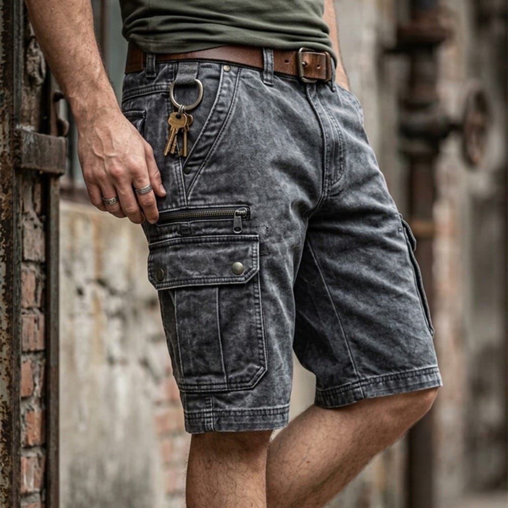 Pieter | Funktionella Denim Cargoshorts